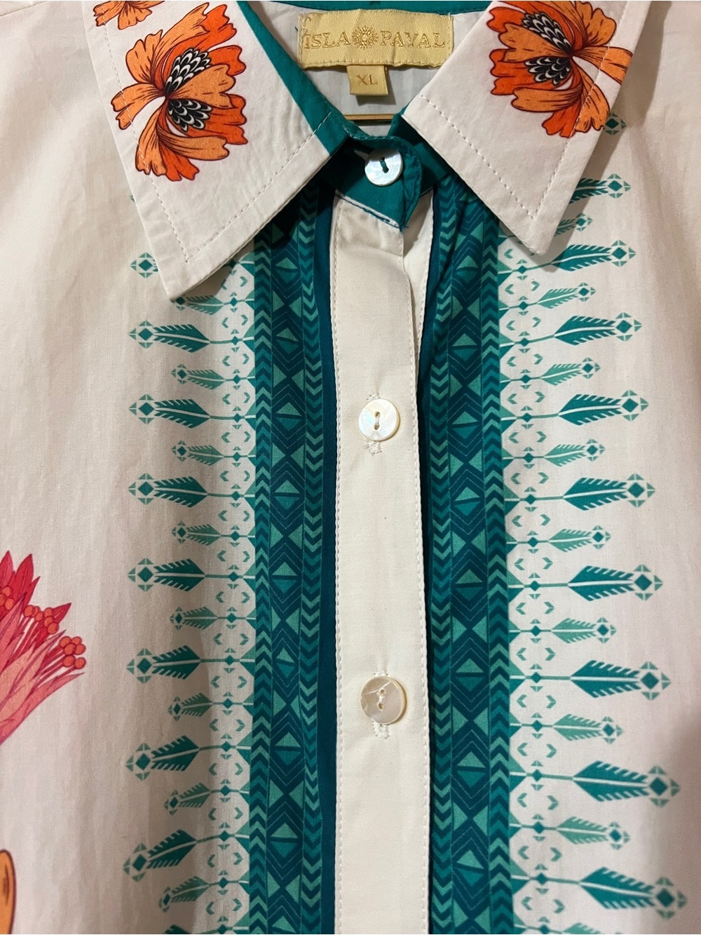 IslaPayal | Lisbon Mini Dress Zinnia Floral White Button Front Size XL - Picture 5 of 13